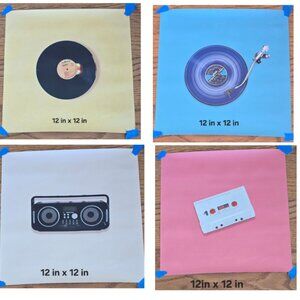 Retro Music Canvas – Record / Cassette / Boombox (Rolled, No Frame)